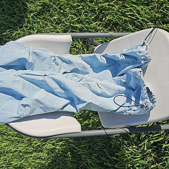 NWT Fashion Nova Women's Catch My Vibe Stacked Straight Leg Jeans in LightBlue 7 - Picture 7 of 9